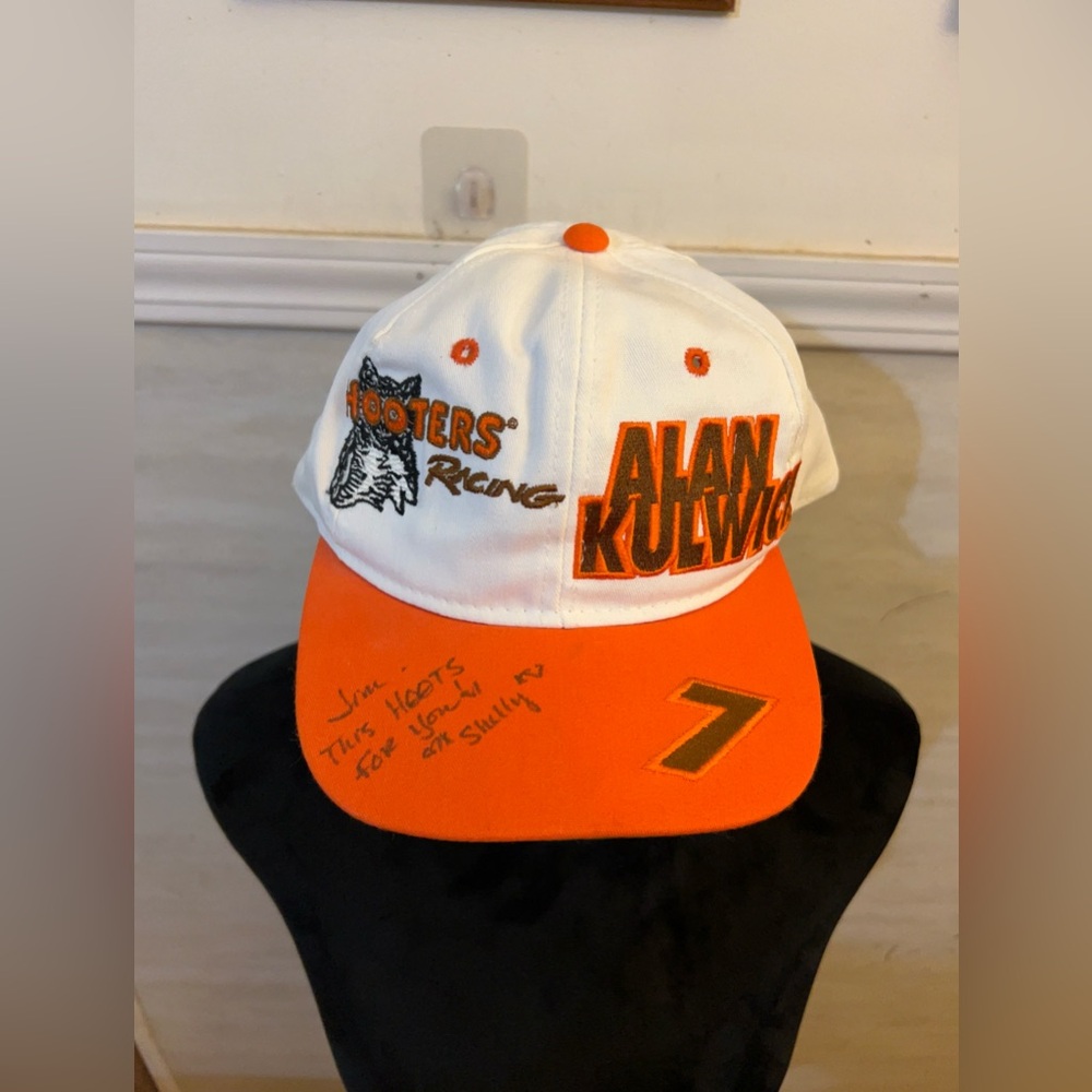 Kudzu Vintage Hooters Racing Alan Kulwicki White & Orange Signed Cap